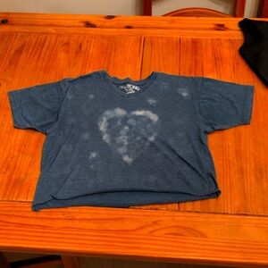 Billabong Recycler Series Women's Bleached Heart Slate Blue Cutoff Tee, Small